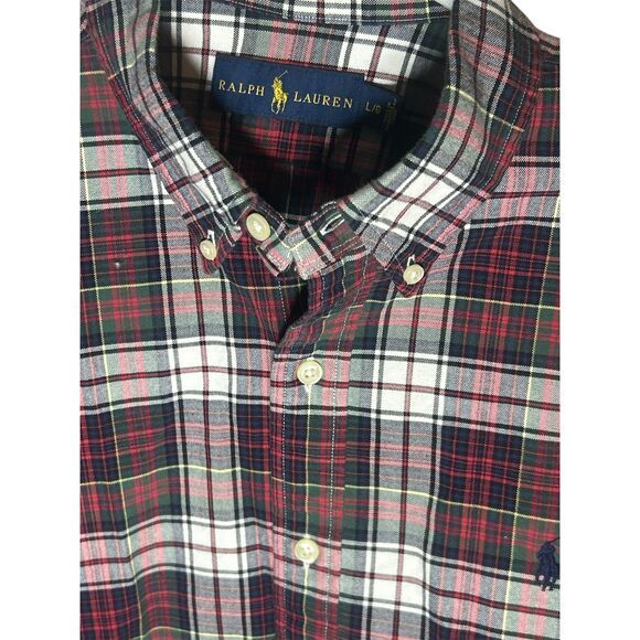 Polo Ralph Lauren classic fit /T Button‎ Down Shirt Plaid Red/White - Picture 3 of 3